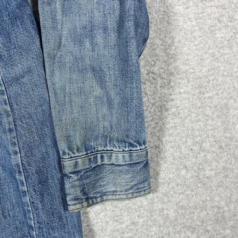 Vintage Levis Shirt Mens Small Blue Denim Western Orange Tab 70s Button Up Read - Picture 11 of 14